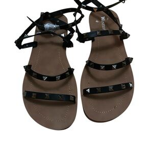 Wanted Black Strappy Sandals